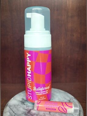 Stupid Happy Bulletproof Tanning Mousse & Lip Balm NWT❣️